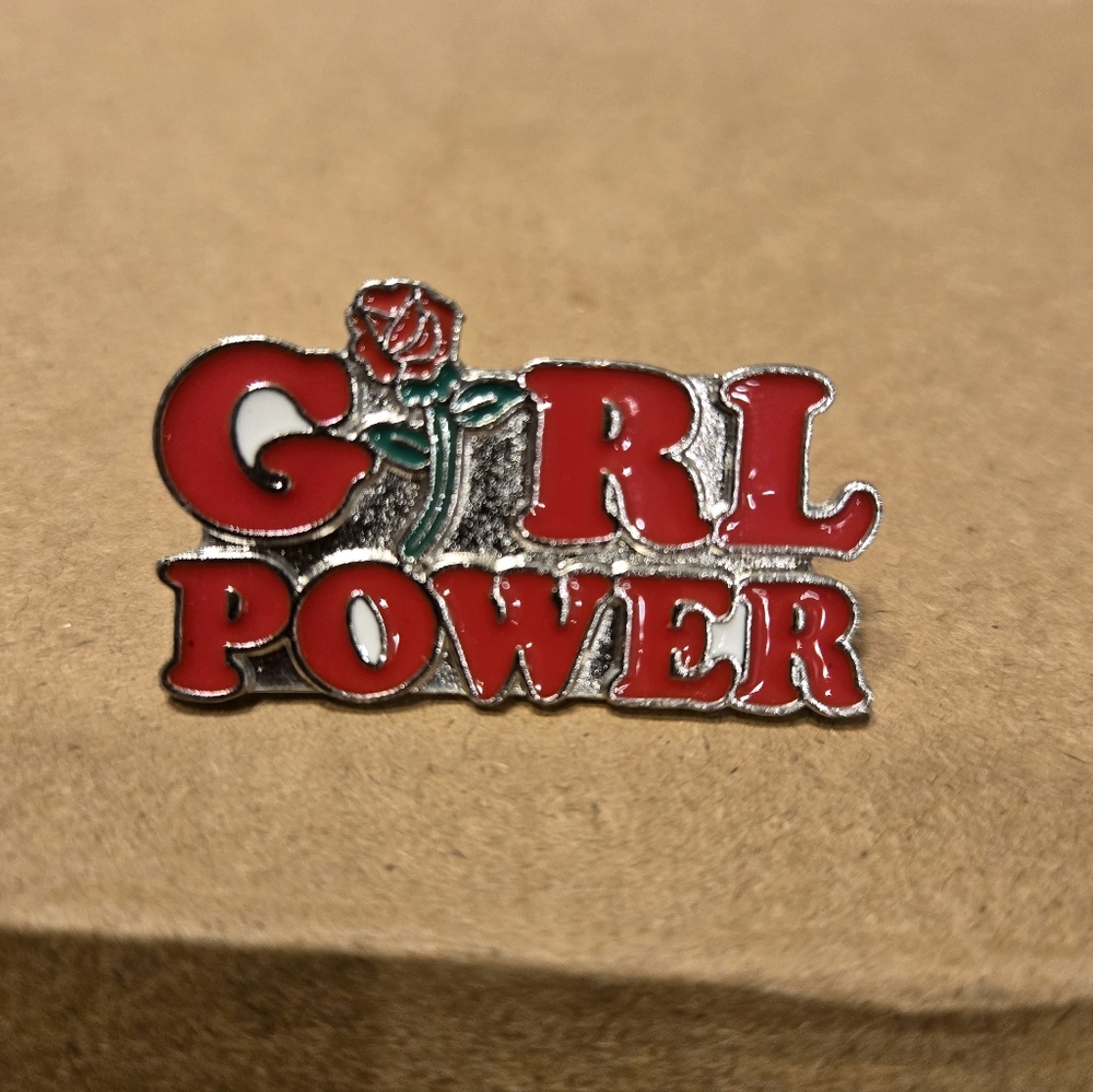Red and Silver 'Girl Power' Brooch